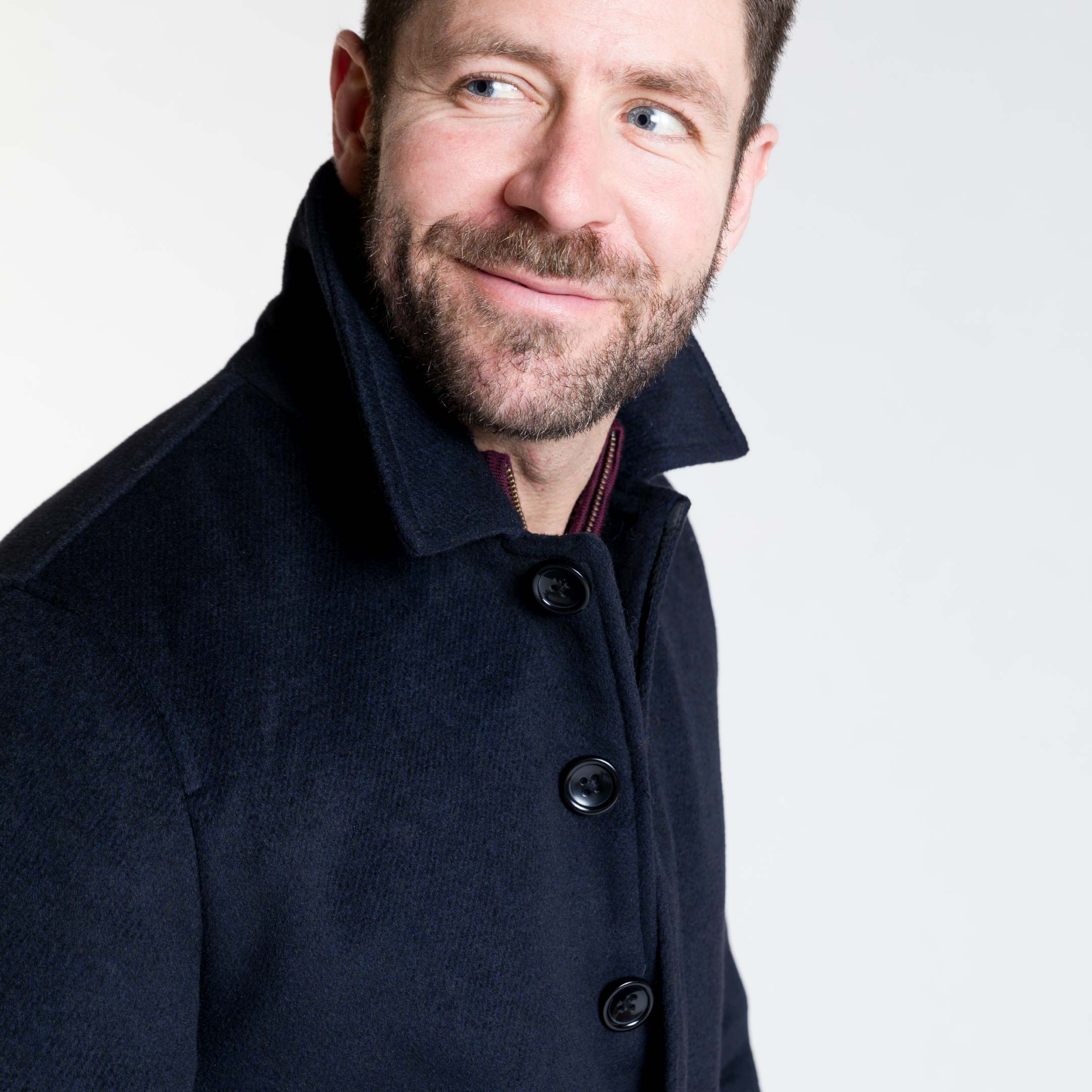 Navy Herringbone Peacoat - Image 4