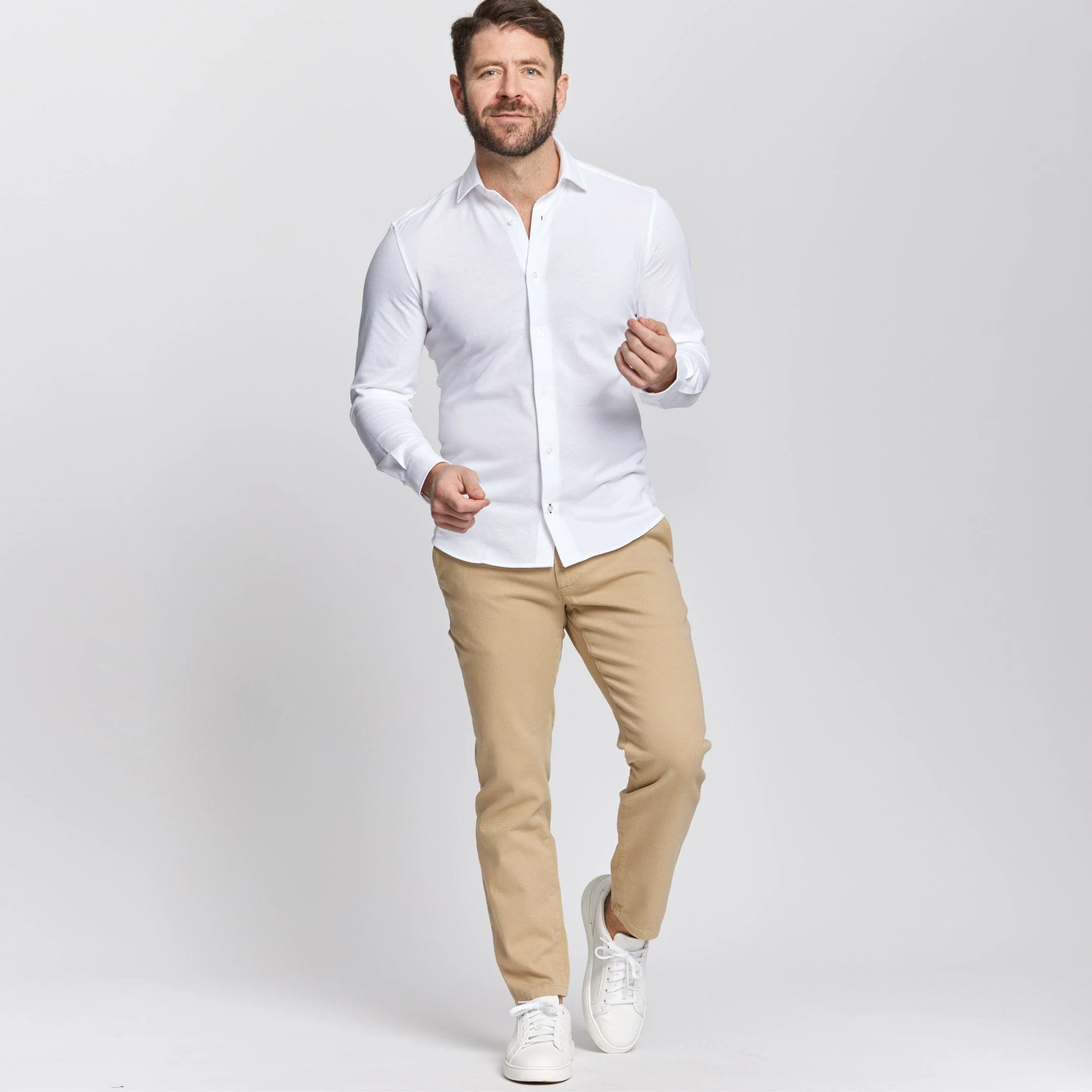 Solid White Natural Performance Stretch Shirt - Image 3