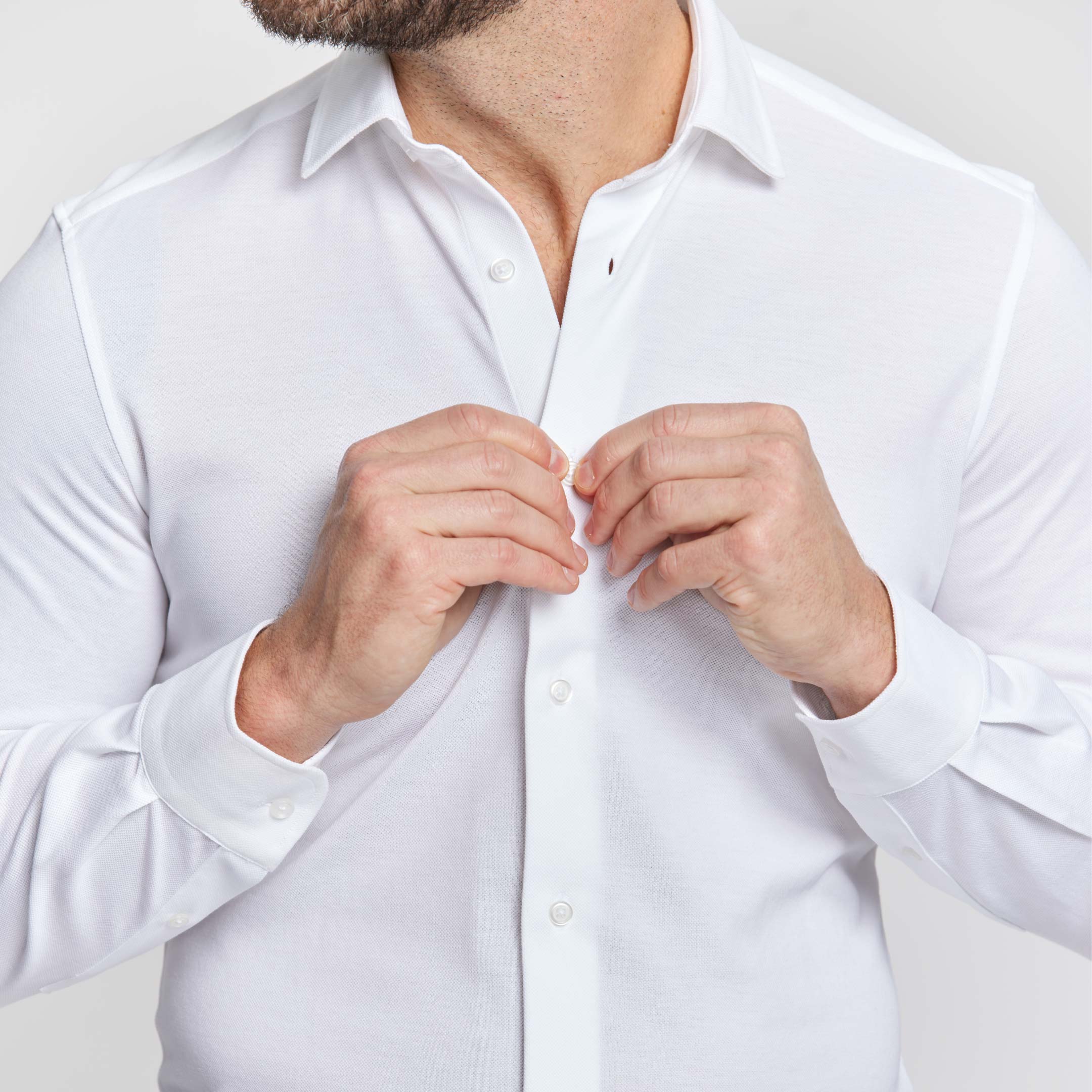 Solid White Natural Performance Stretch Shirt - Image 6