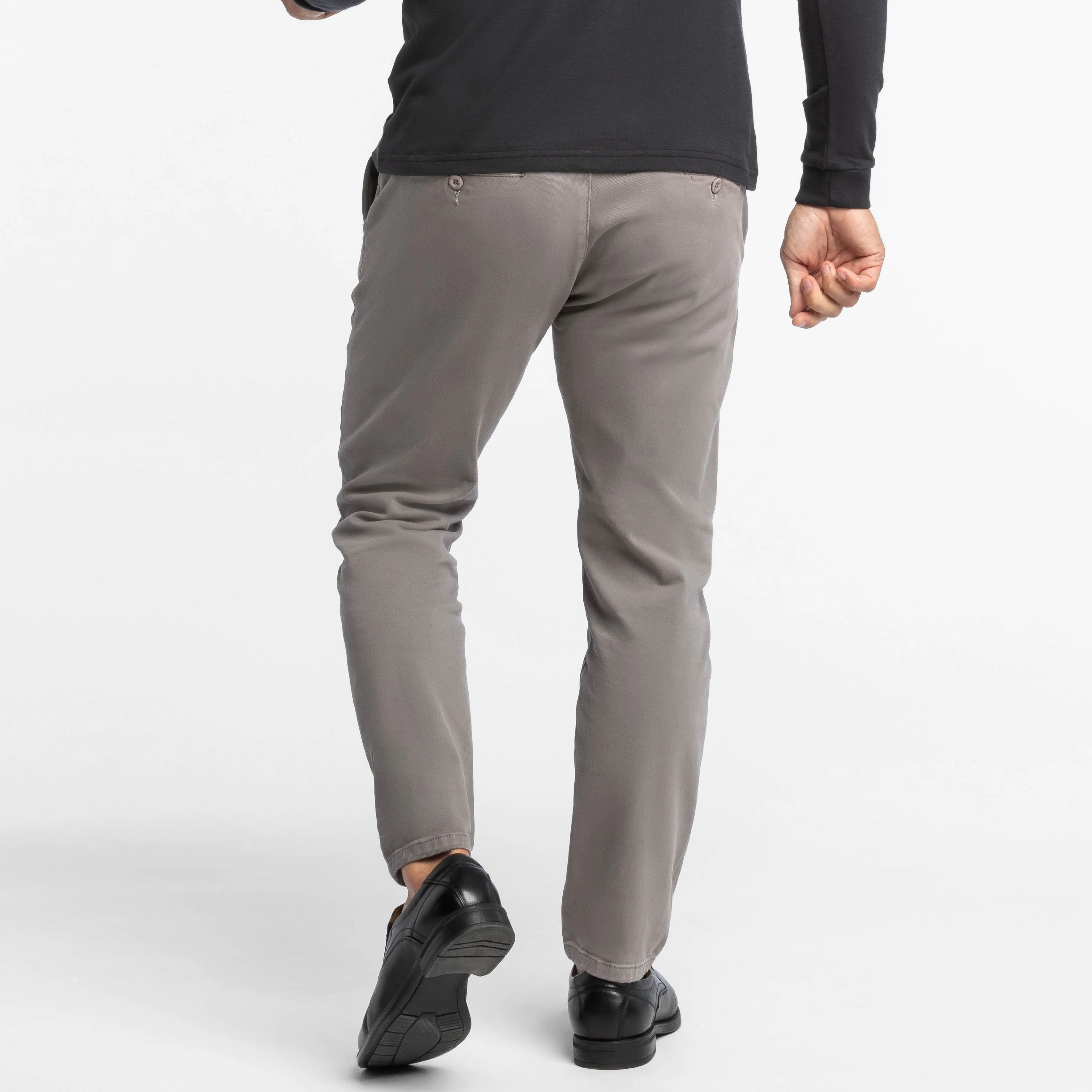 Steel Grey Washed Stretch Chino - Image 3