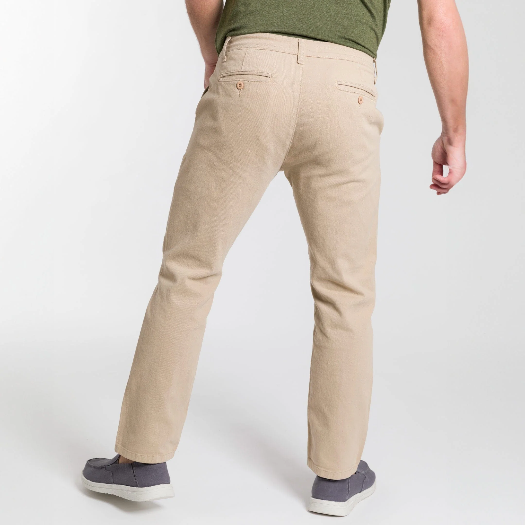 Straight Fit Khaki Washed Stretch Chino - Image 3