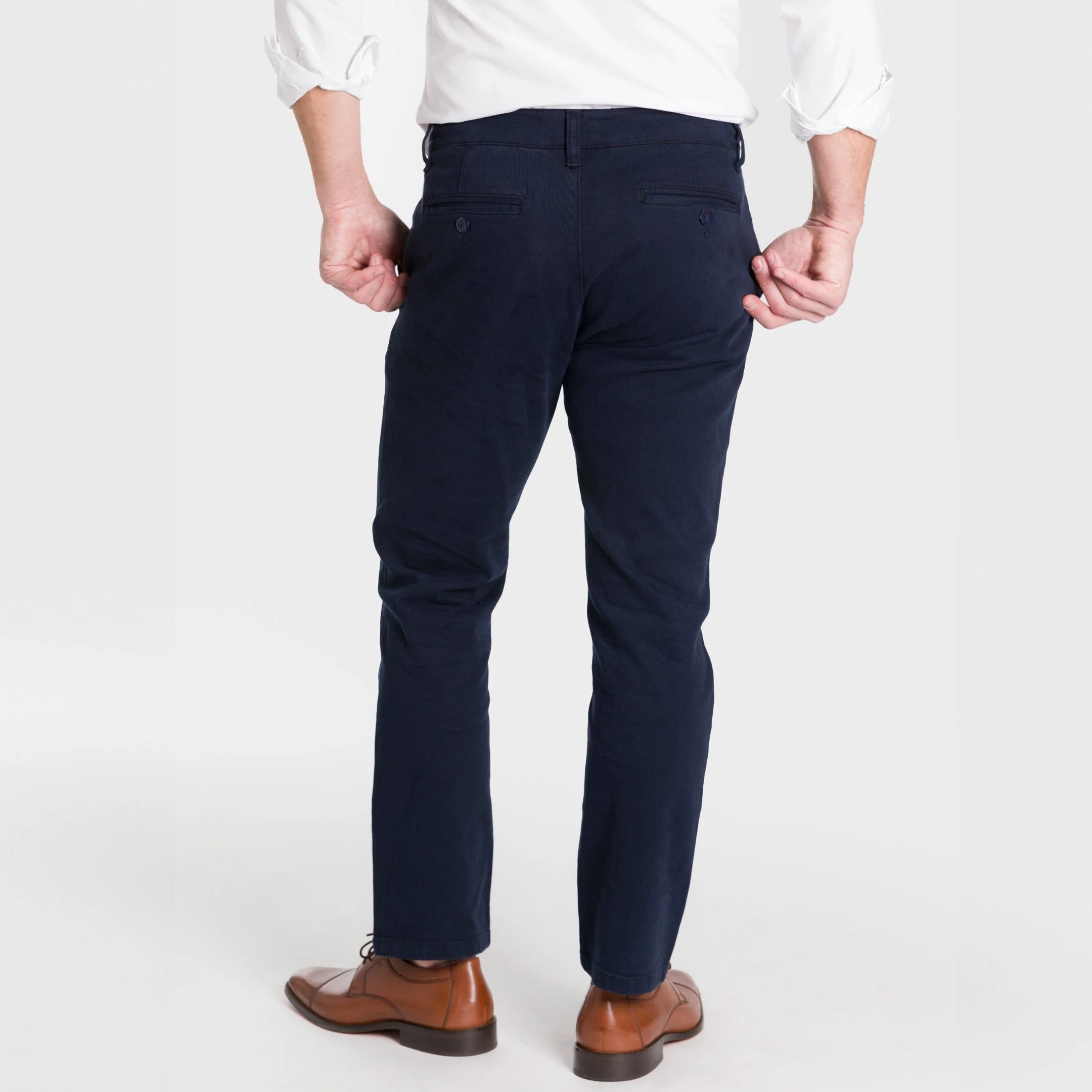 Straight Fit Navy Washed Stretch Chino - Image 3
