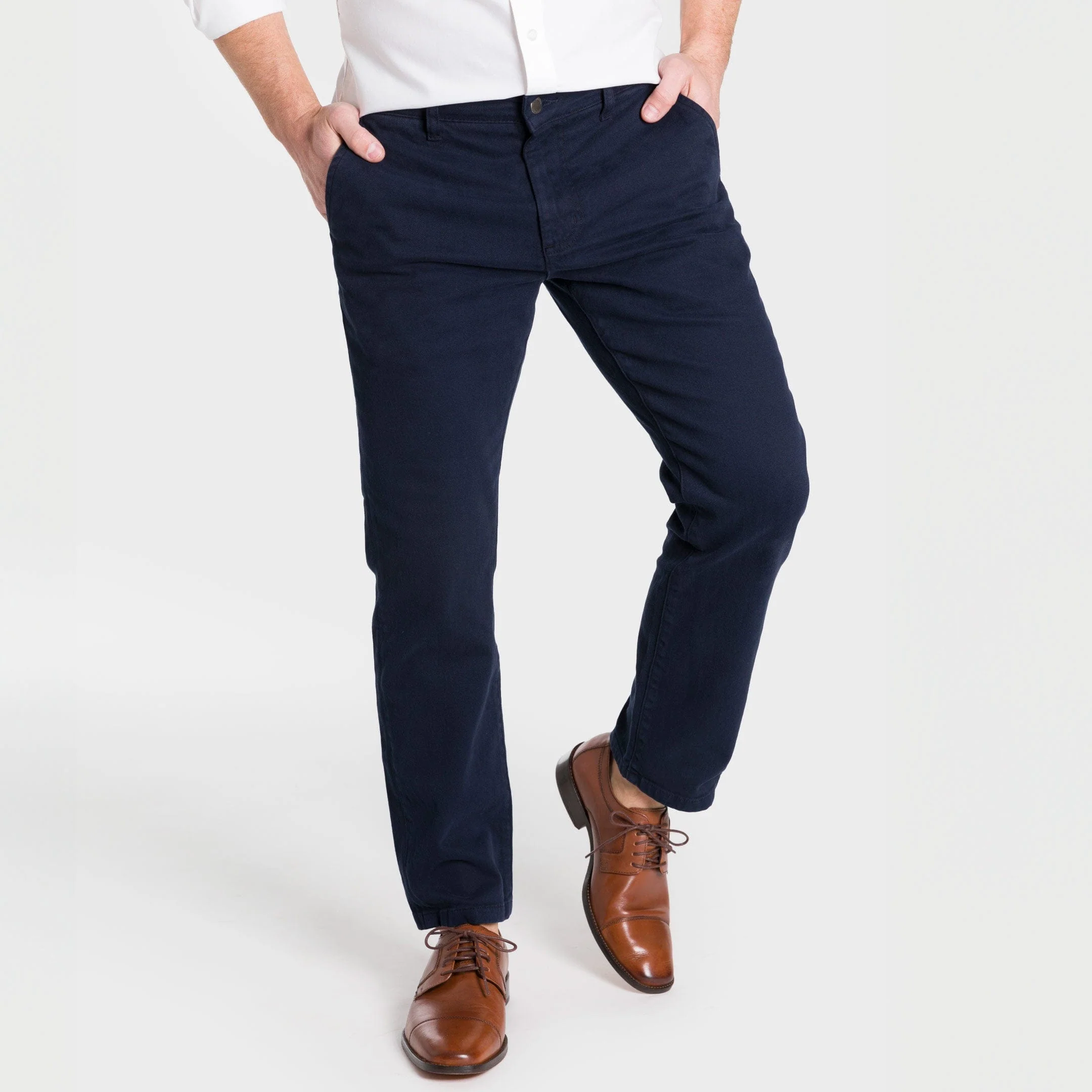 Straight Fit Navy Washed Stretch Chino - Image 6