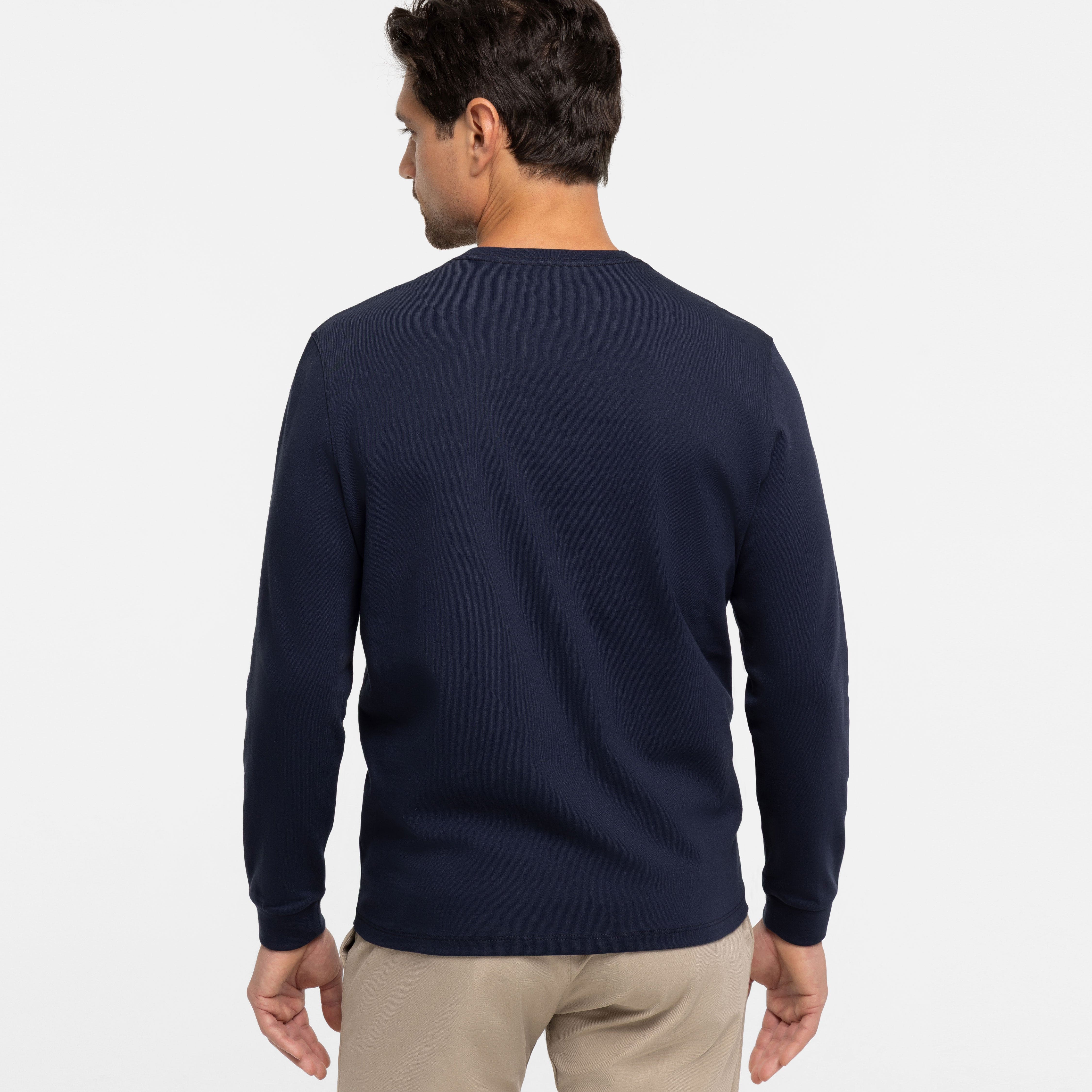 True Navy Long Sleeve Pima Cotton Henley - Image 3