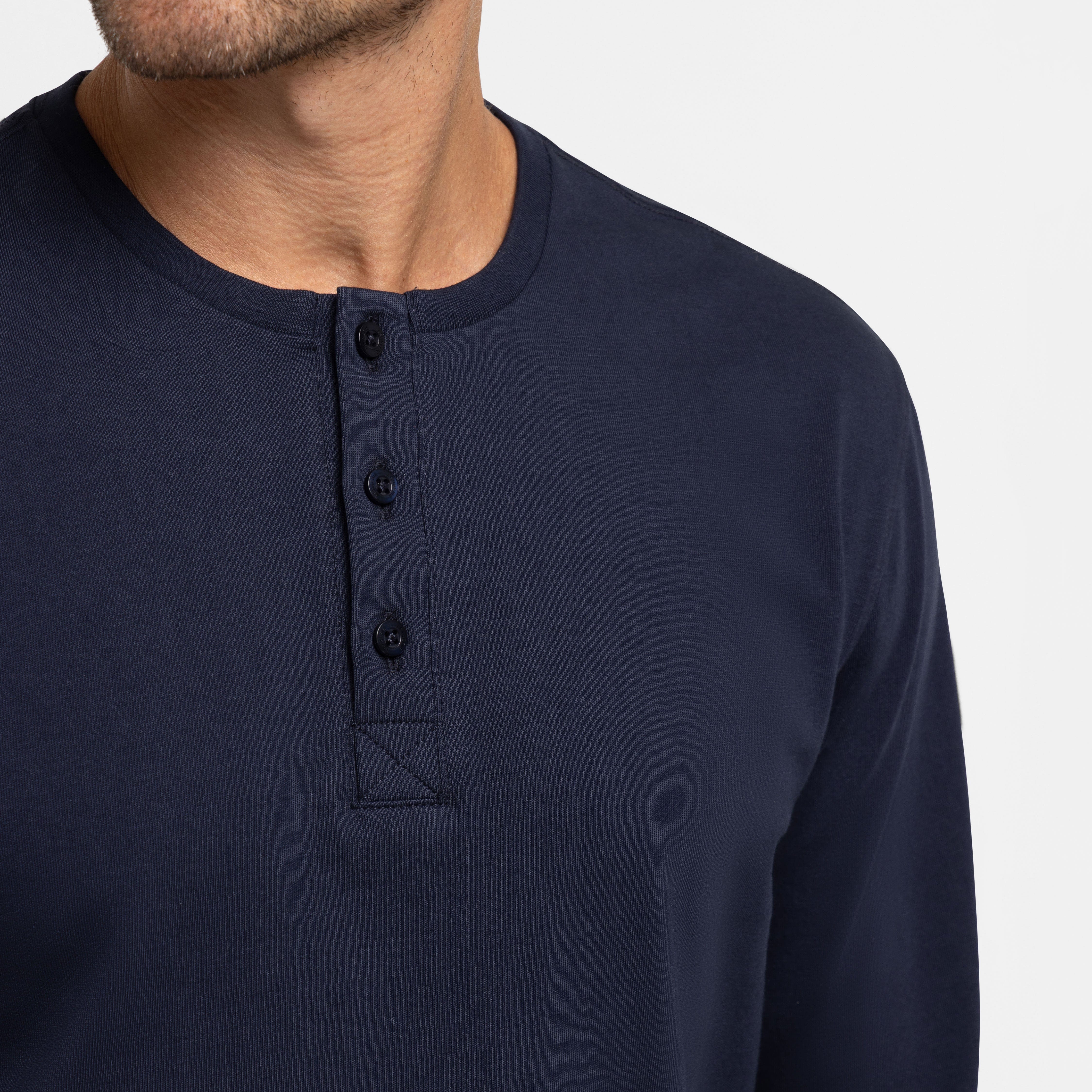 True Navy Long Sleeve Pima Cotton Henley - Image 4