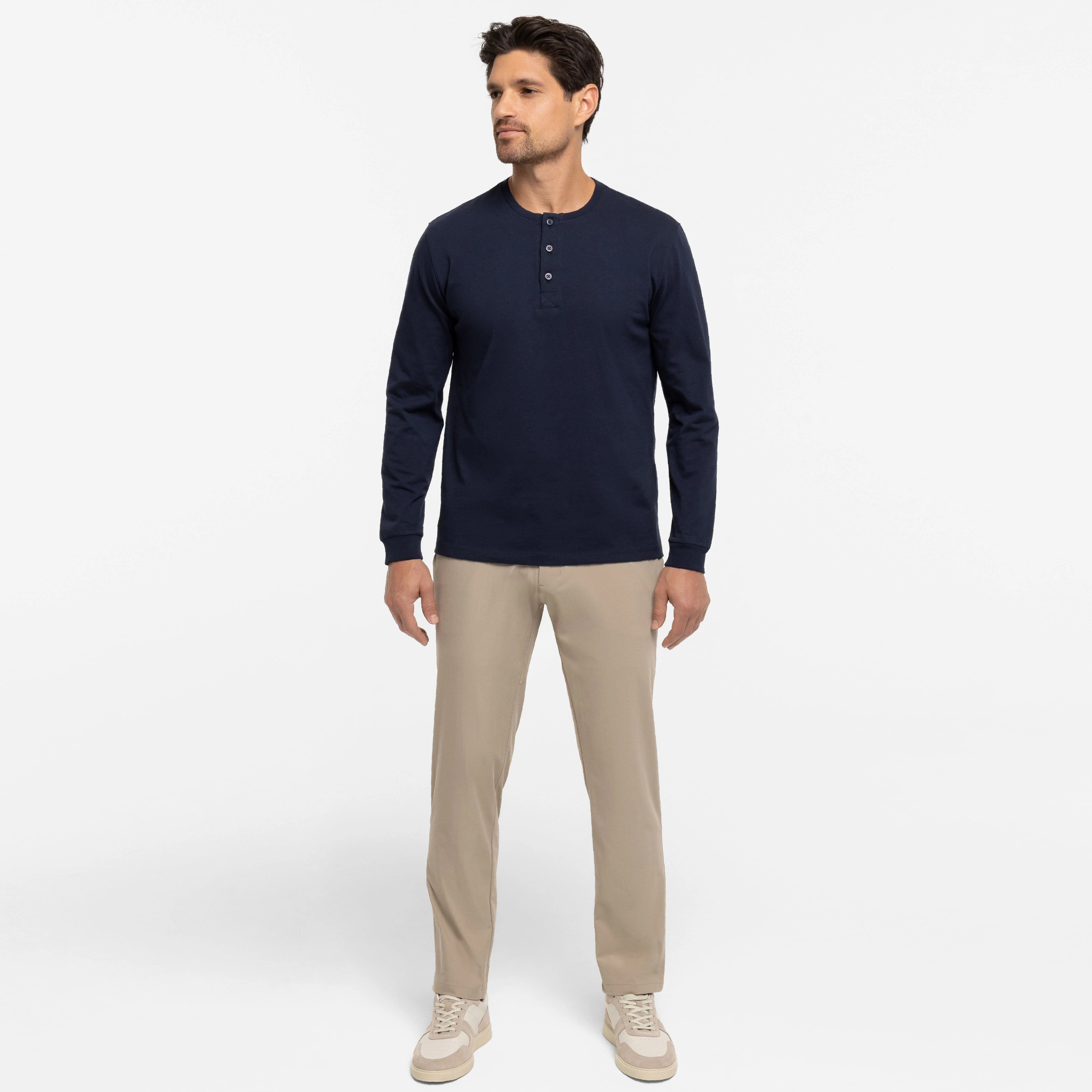 True Navy Long Sleeve Pima Cotton Henley - Image 6