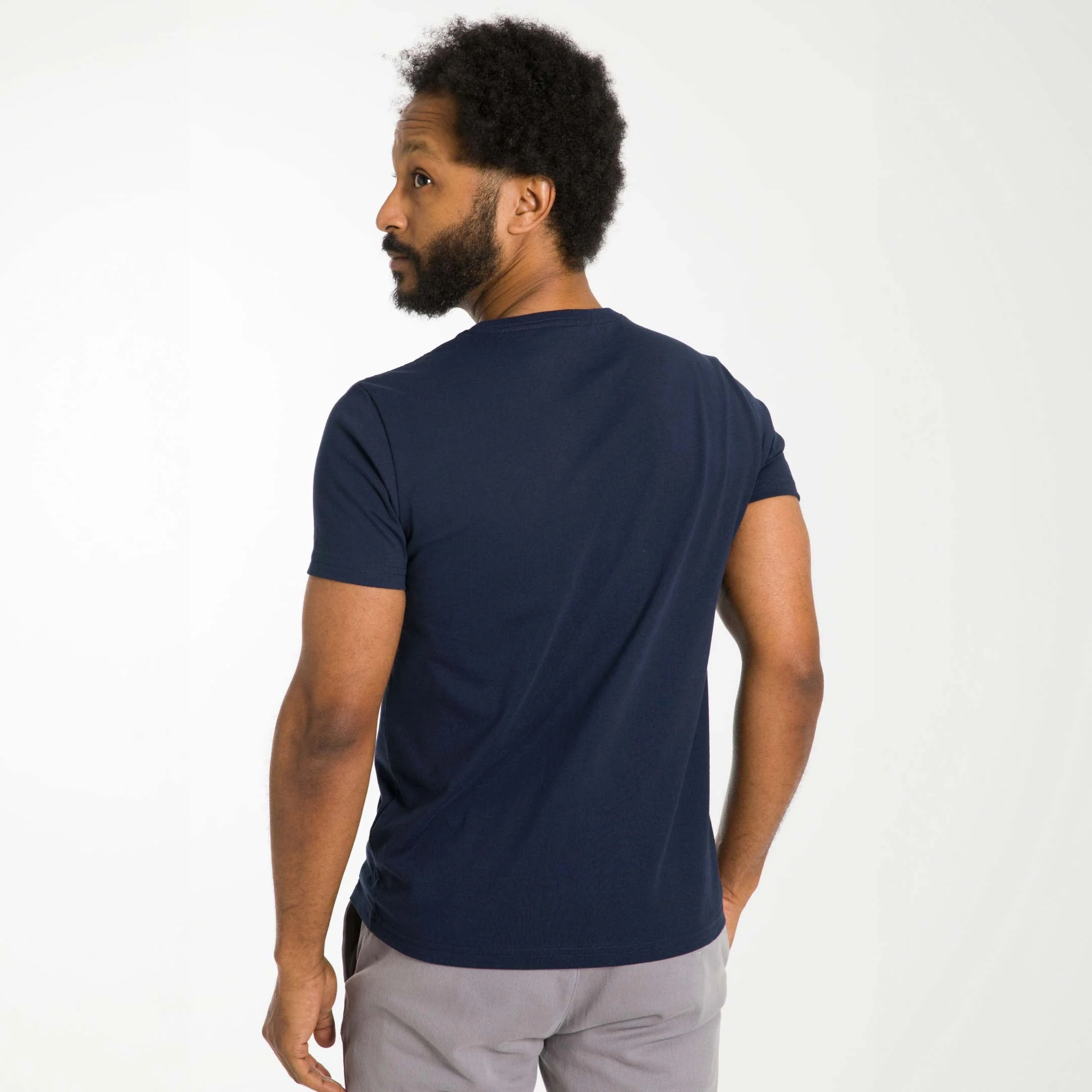 True Navy Pima Cotton V Neck Tee - Image 3