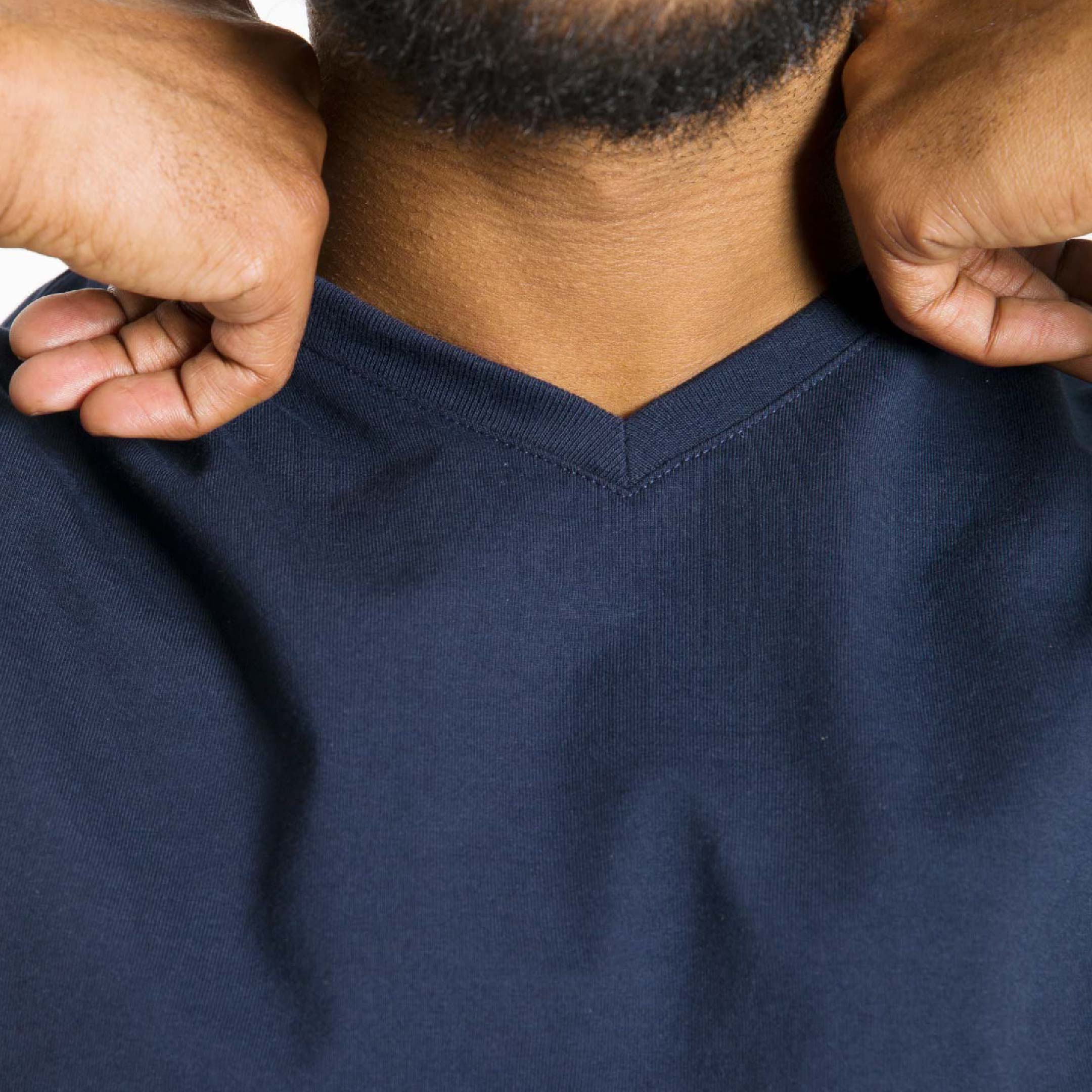 True Navy Pima Cotton V Neck Tee - Image 5