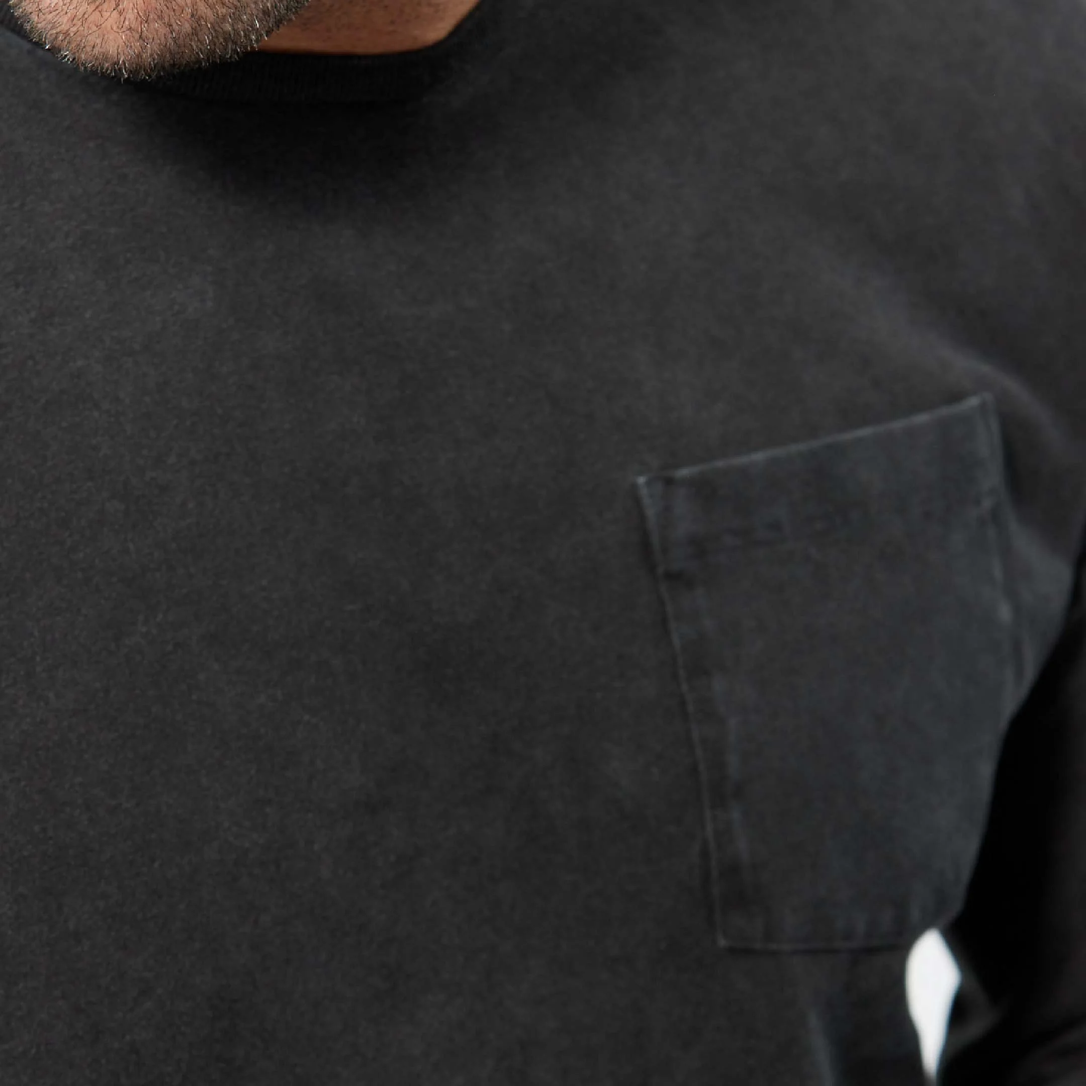 Washed Black Long Sleeve Pima Cotton Crew Neck Tee - Image 4