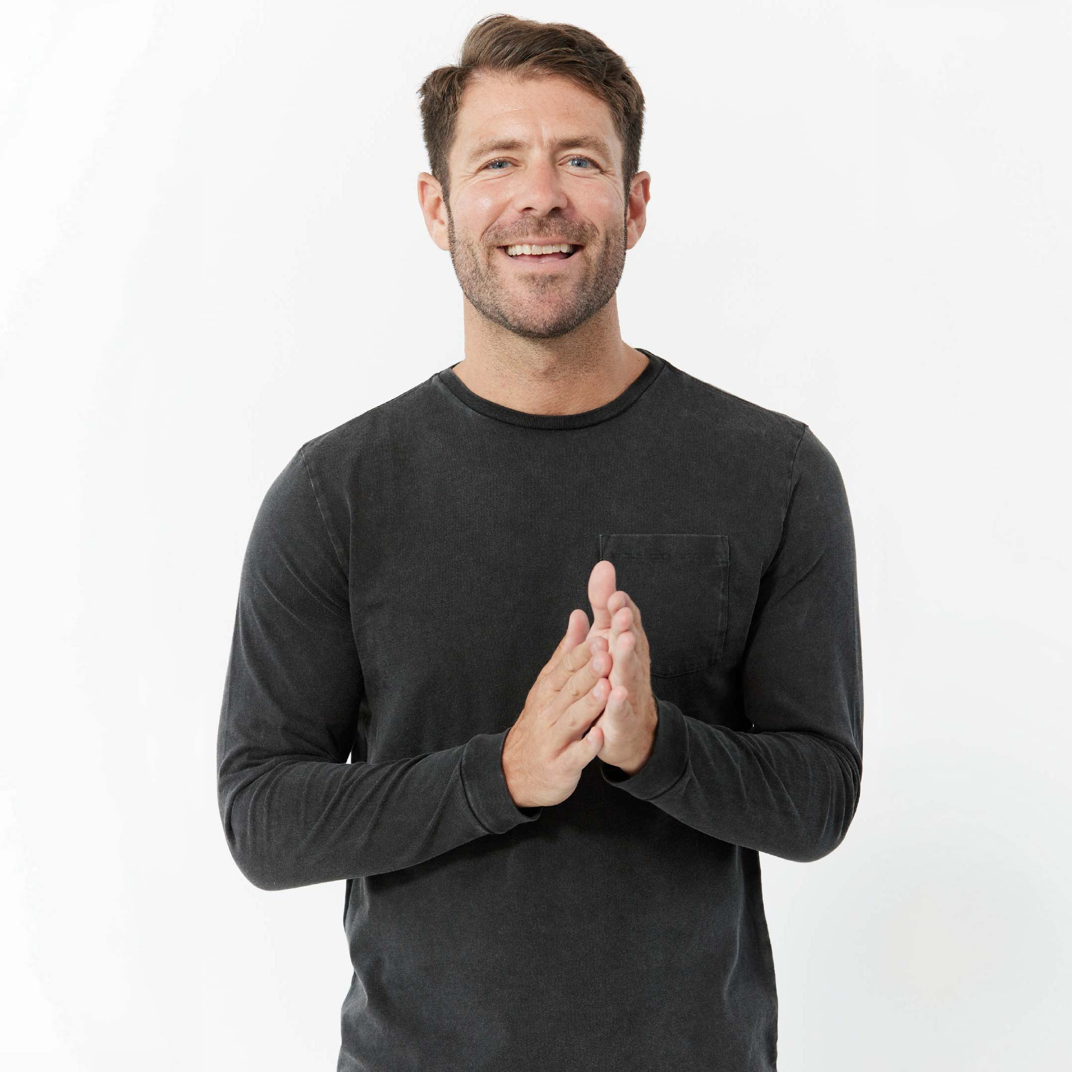 Washed Black Long Sleeve Pima Cotton Crew Neck Tee - Image 5