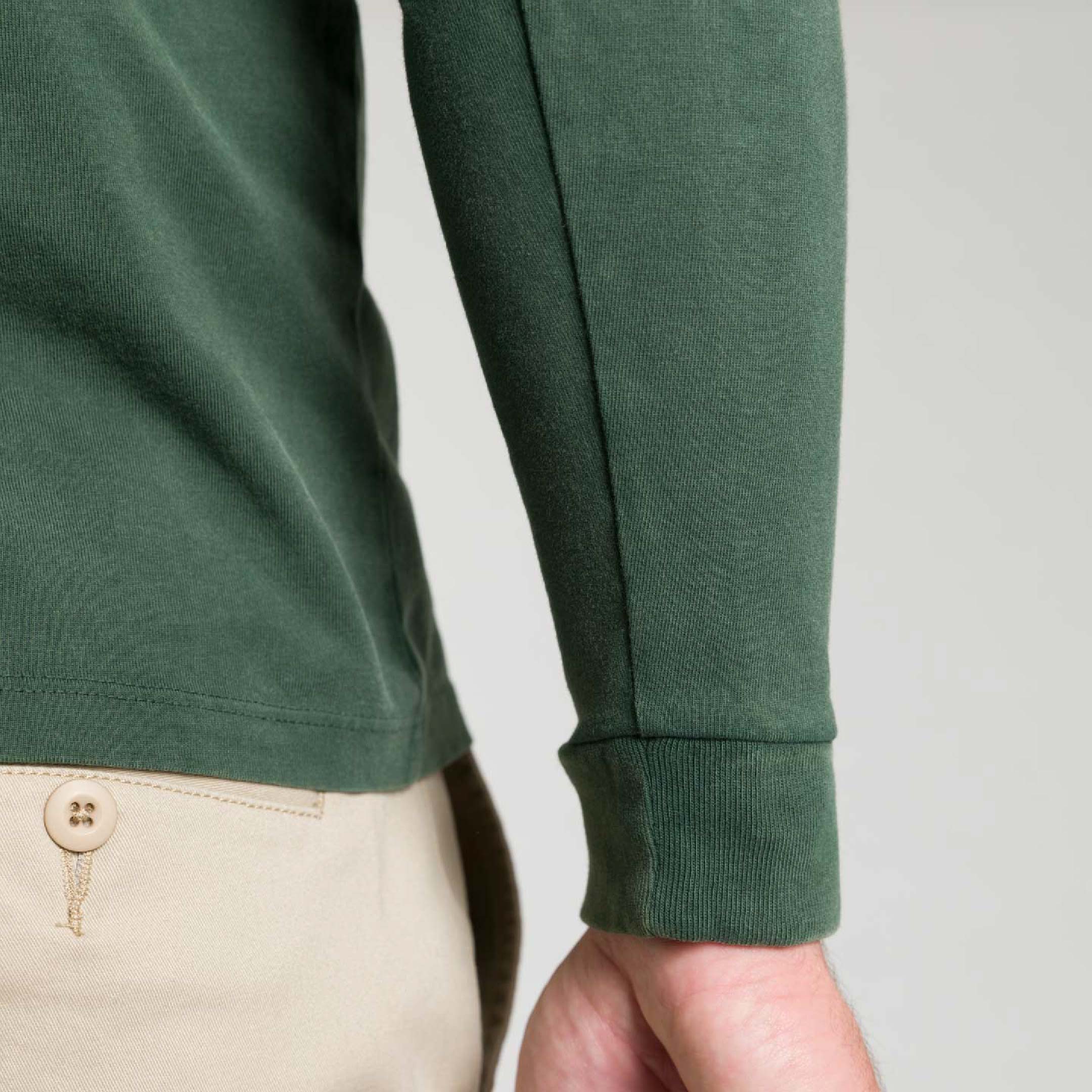 Washed Green Long Sleeve Pima Cotton Crew Neck Tee - Image 4