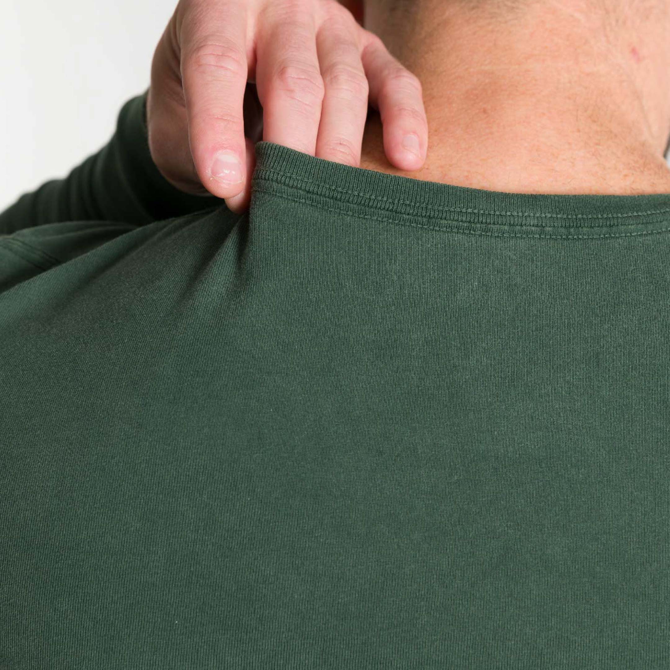 Washed Green Long Sleeve Pima Cotton Crew Neck Tee - Image 6