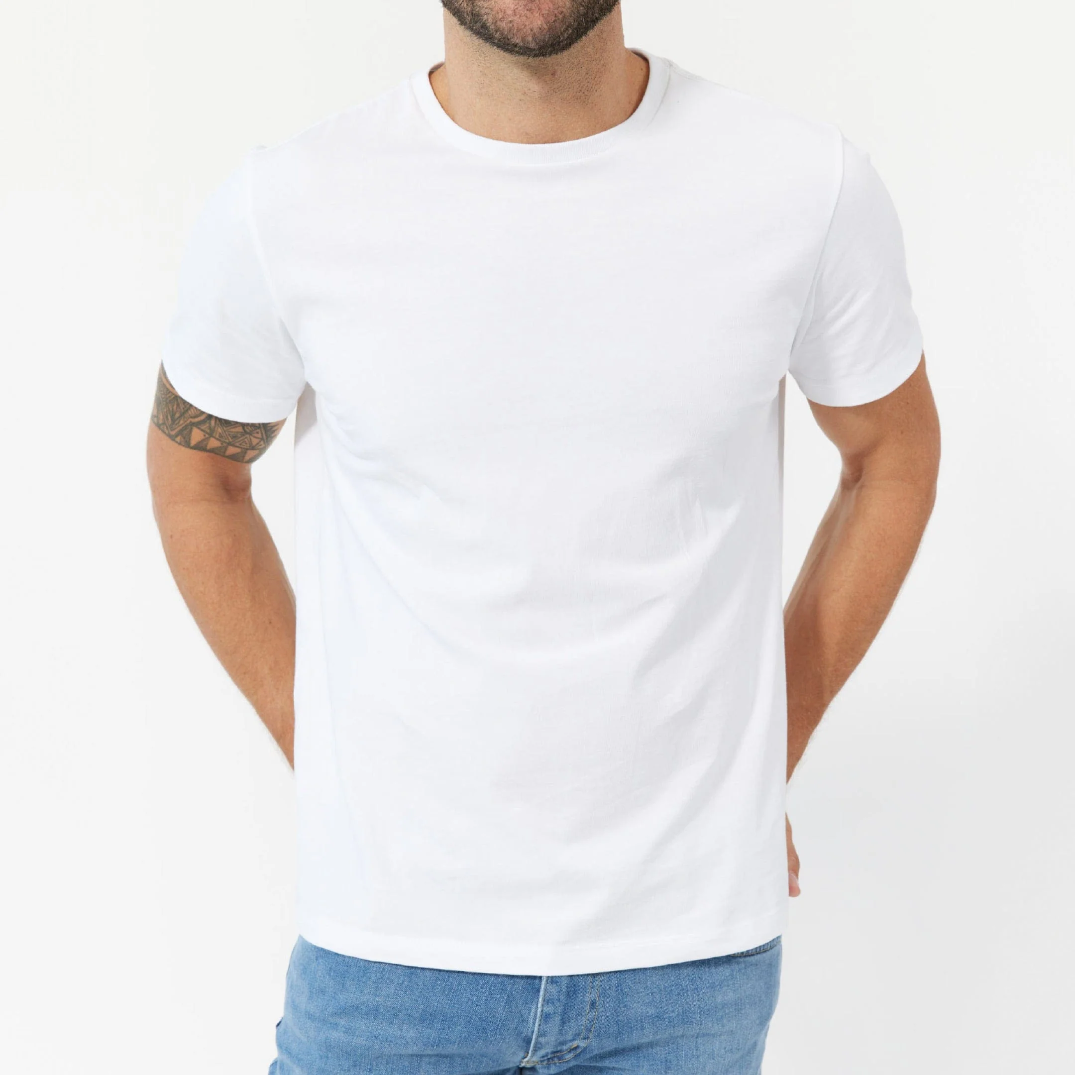 White Pima Cotton Crew Neck Tee - Image 3